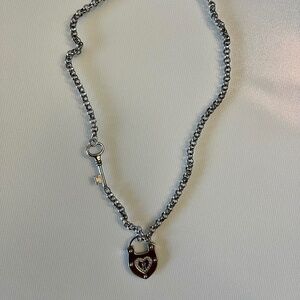 Sterling Silver Heart Lock and Key Necklace